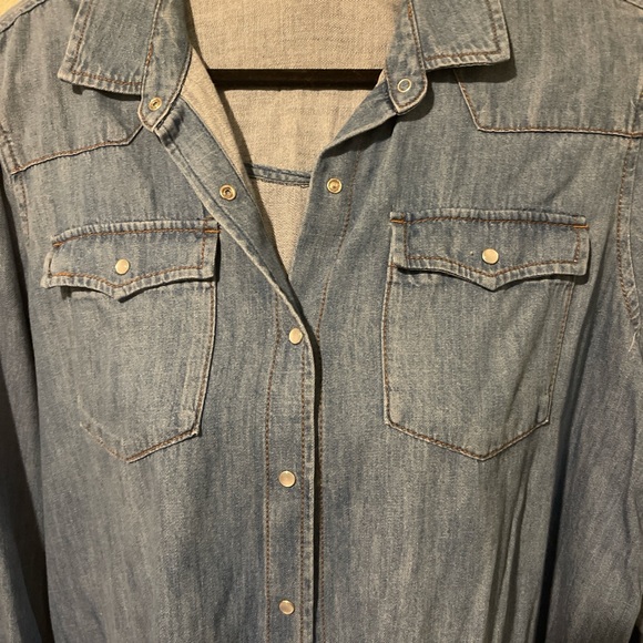 Old Navy Light Blue Denim Shirt Dress - Picture 2 of 3